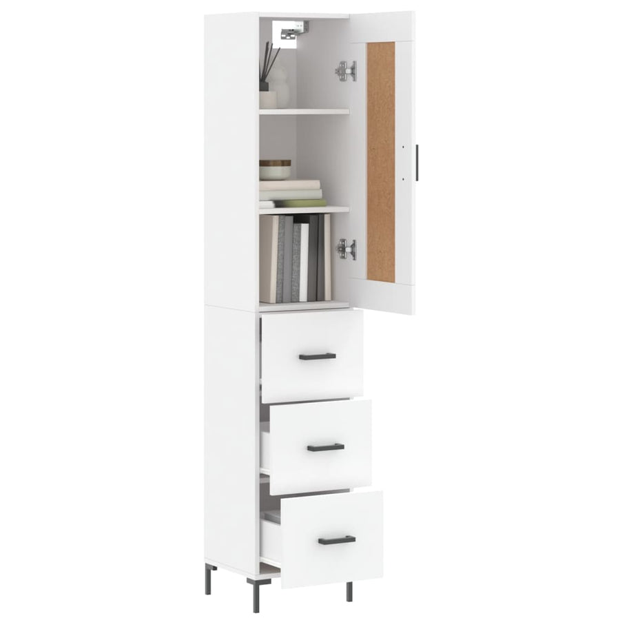 Hoge Kast 34,5X34X180 Cm Bewerkt Hout Wit