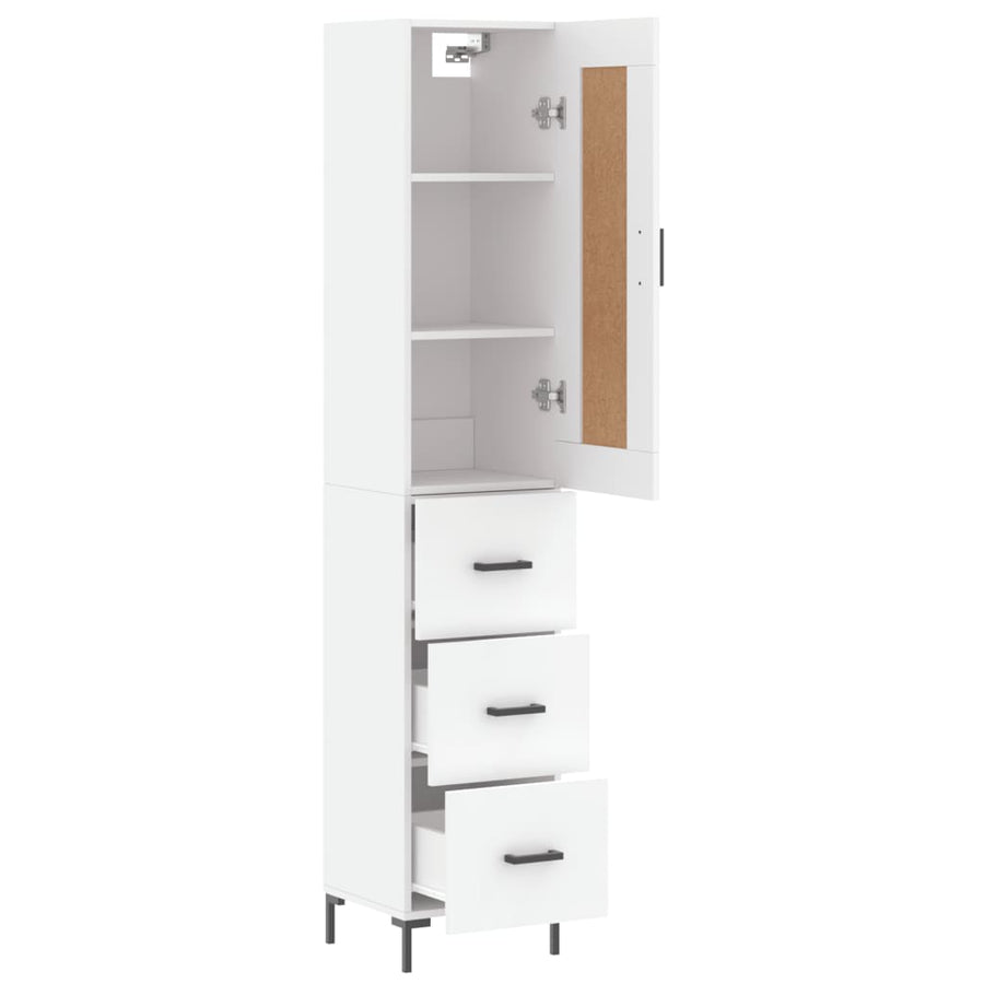 Hoge Kast 34,5X34X180 Cm Bewerkt Hout Wit