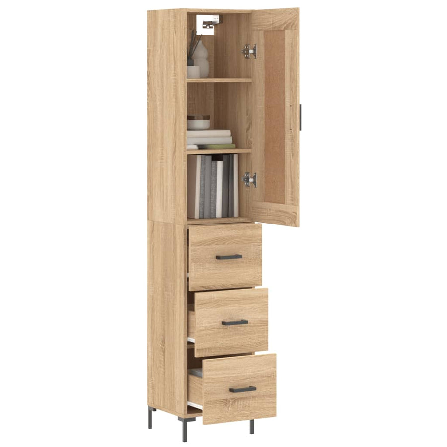 Hoge Kast 34,5X34X180 Cm Bewerkt Hout Sonoma Eikenkleurig