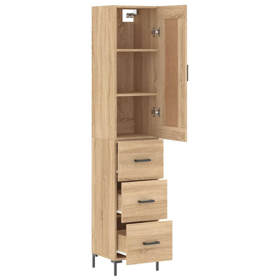 Hoge Kast 34,5X34X180 Cm Bewerkt Hout Sonoma Eikenkleurig