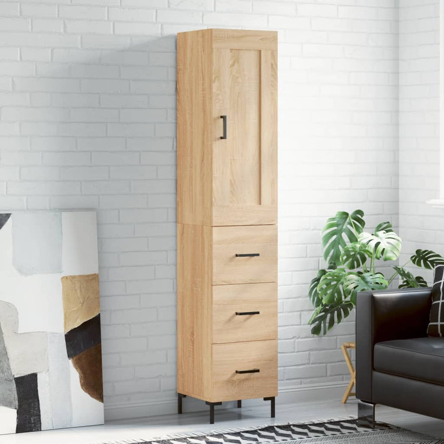 Hoge Kast 34,5X34X180 Cm Bewerkt Hout Sonoma Eikenkleurig