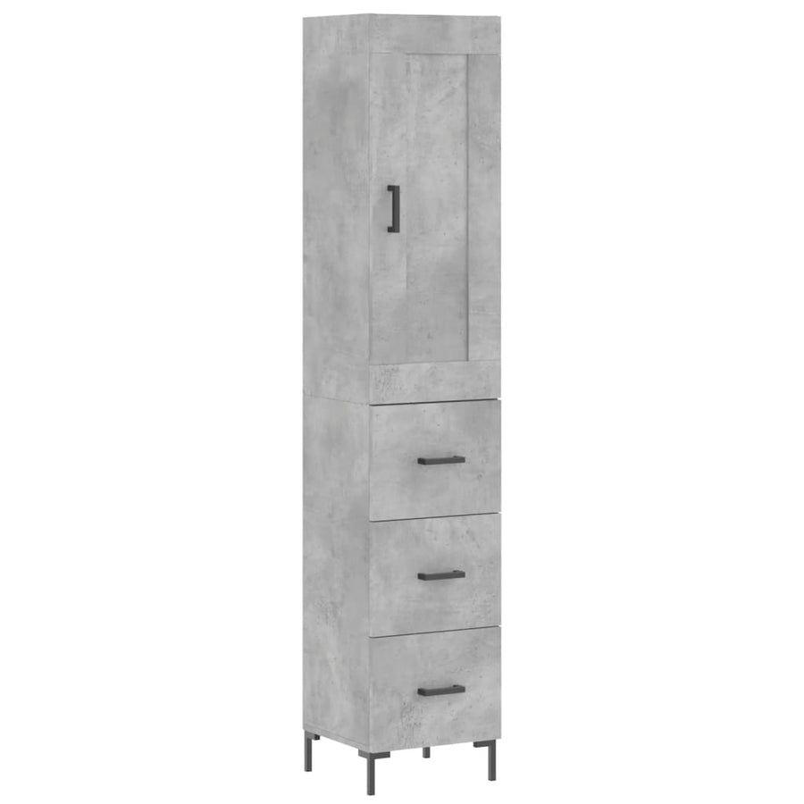 Hoge kast 34,5x34x180 cm bewerkt hout betongrijs