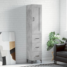 Hoge kast 34,5x34x180 cm bewerkt hout betongrijs