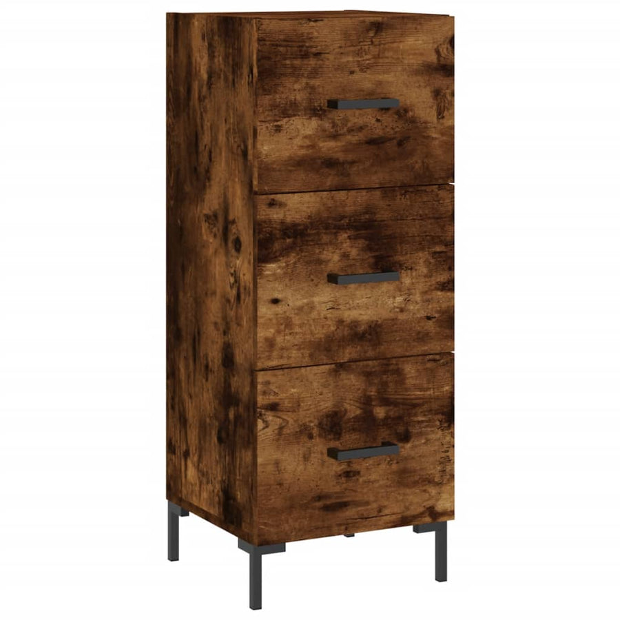 Hoge Kast 34,5X34X180 Cm Bewerkt Hout Gerookt Eikenkleurig