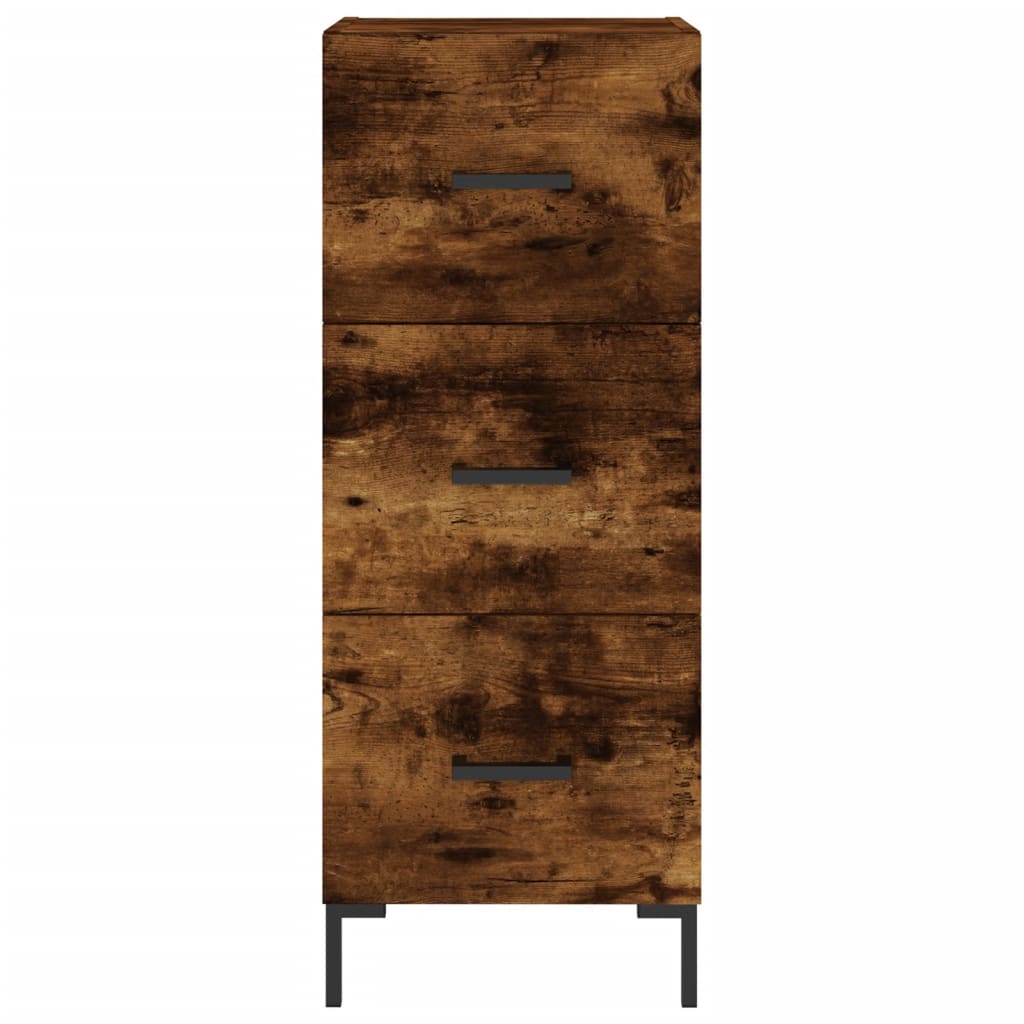 Hoge Kast 34,5X34X180 Cm Bewerkt Hout Gerookt Eikenkleurig