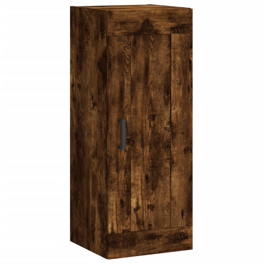 Hoge Kast 34,5X34X180 Cm Bewerkt Hout Gerookt Eikenkleurig