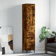 Hoge kast 34,5x34x180 cm bewerkt hout gerookt eiken