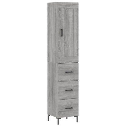 Hoge Kast 34,5X34X180 Cm Bewerkt Hout Eikenkleurig Grijs sonoma