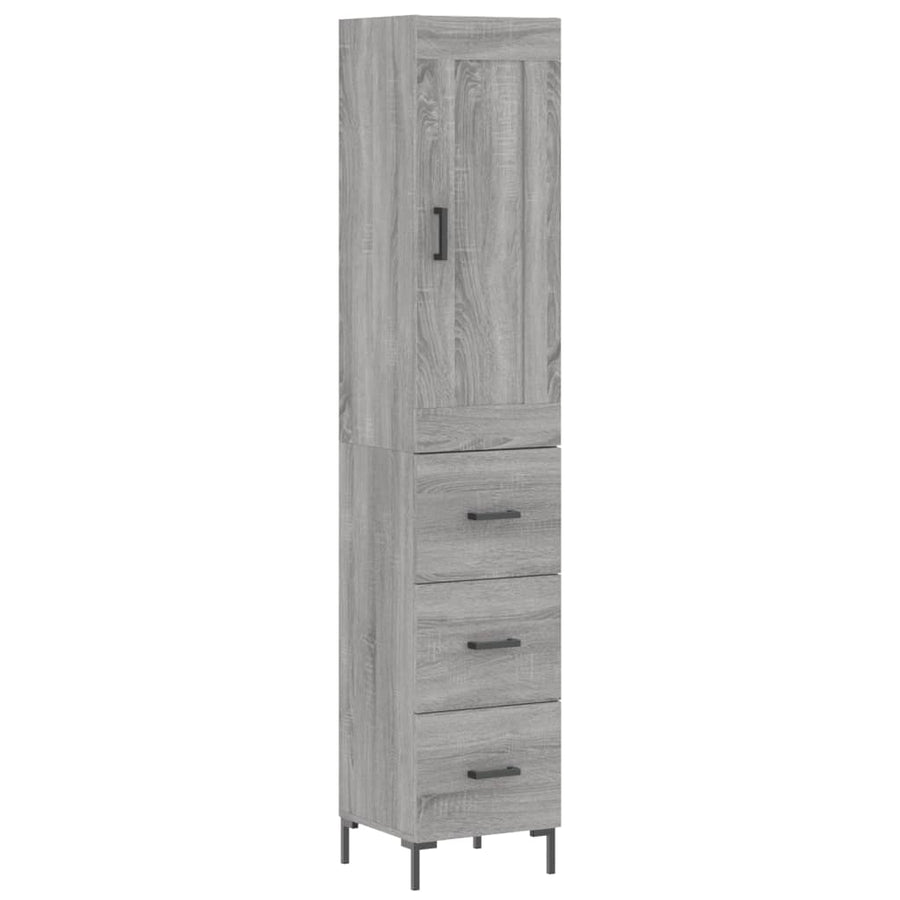Hoge Kast 34,5X34X180 Cm Bewerkt Hout Eikenkleurig Grijs sonoma