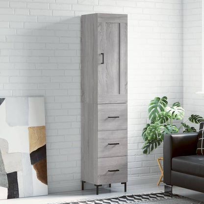 Hoge Kast 34,5X34X180 Cm Bewerkt Hout Eikenkleurig Grijs sonoma