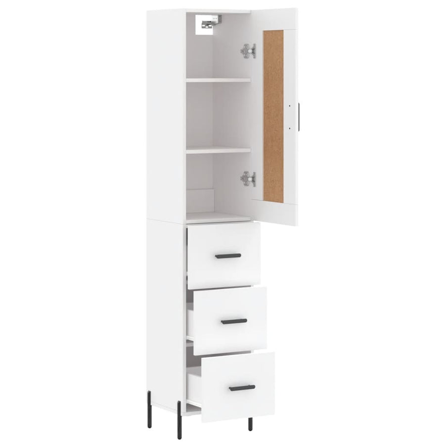 Hoge Kast 34,5X34X180 Cm Bewerkt Hout Wit