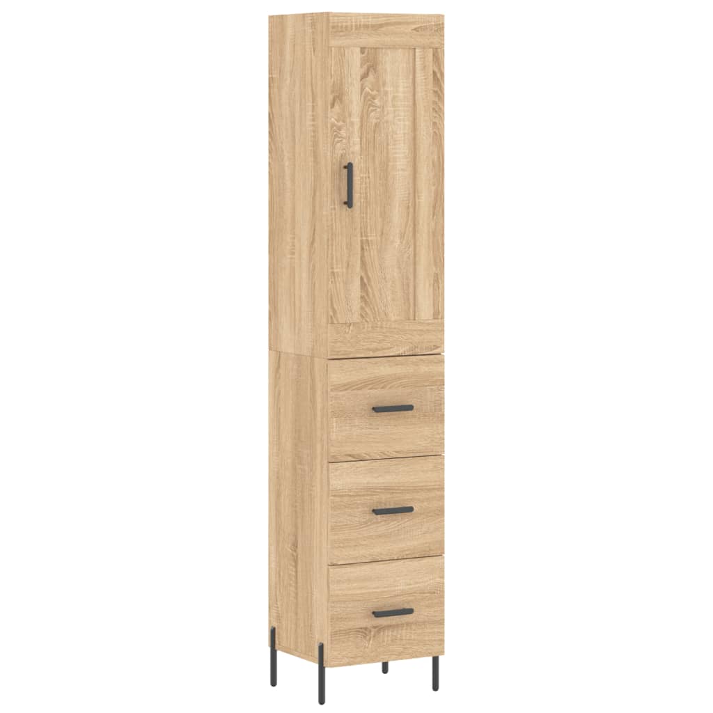 Hoge Kast 34,5X34X180 Cm Bewerkt Hout Kleurig Sonoma eiken