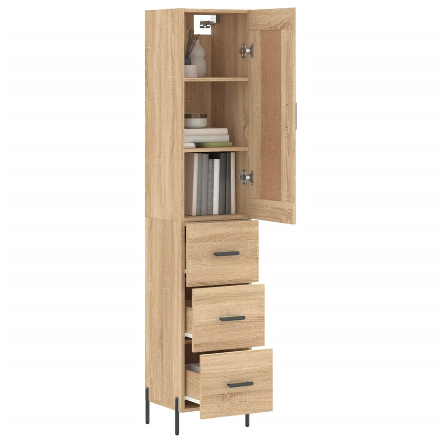 Hoge Kast 34,5X34X180 Cm Bewerkt Hout Kleurig Sonoma eiken