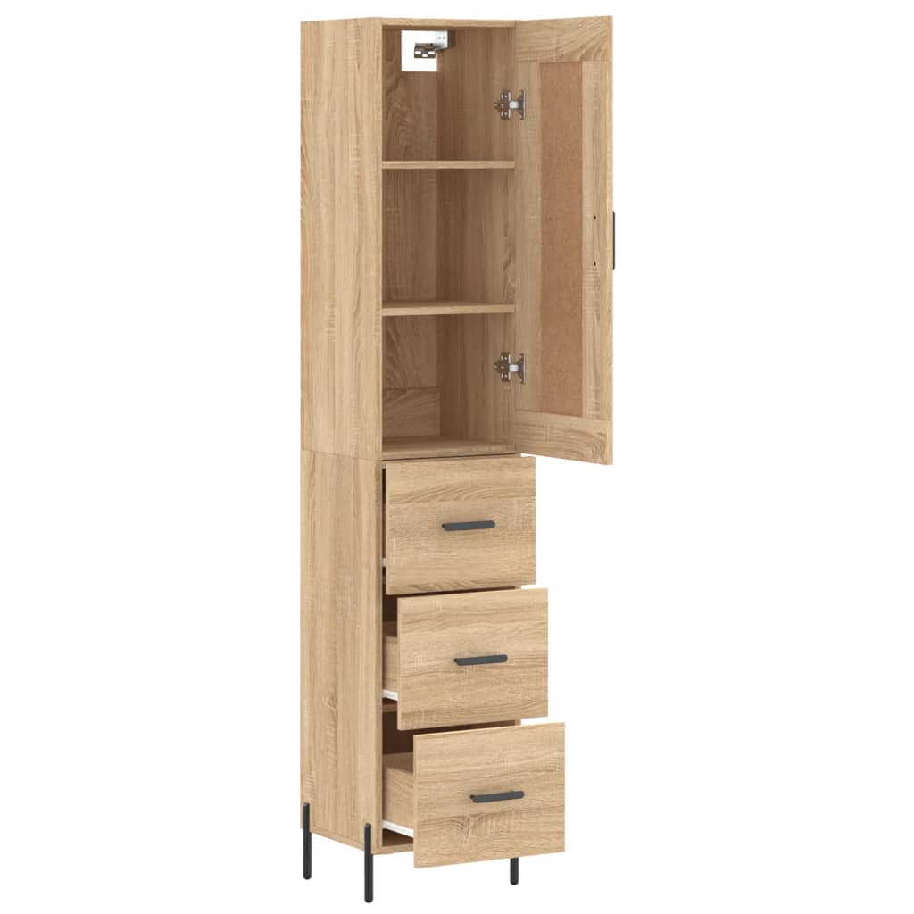 Hoge Kast 34,5X34X180 Cm Bewerkt Hout Kleurig Sonoma eiken