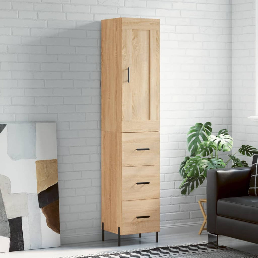 Hoge Kast 34,5X34X180 Cm Bewerkt Hout Kleurig Sonoma eiken