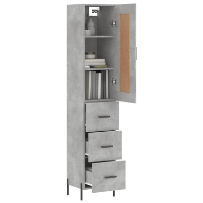 Hoge Kast 34,5X34X180 Cm Bewerkt Hout Betongrijs