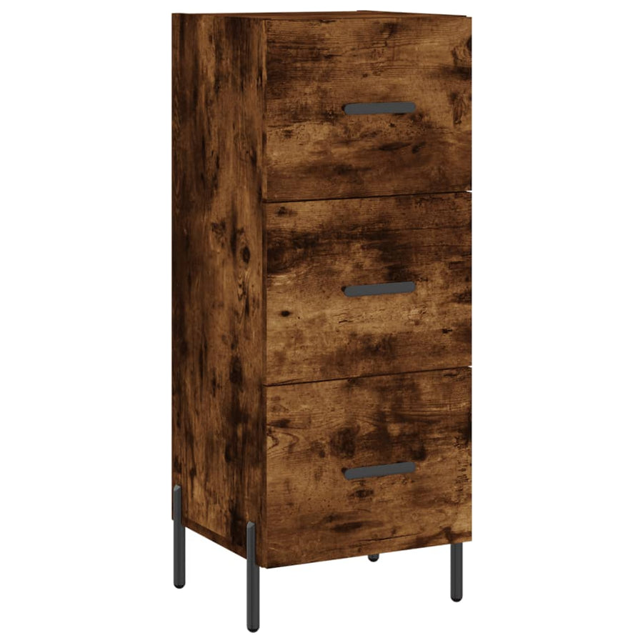 Hoge Kast 34,5X34X180 Cm Bewerkt Hout Gerookt Eikenkleurig
