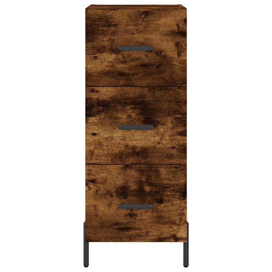 Hoge Kast 34,5X34X180 Cm Bewerkt Hout Gerookt Eikenkleurig