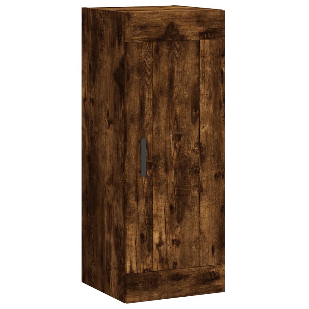 Hoge Kast 34,5X34X180 Cm Bewerkt Hout Gerookt Eikenkleurig