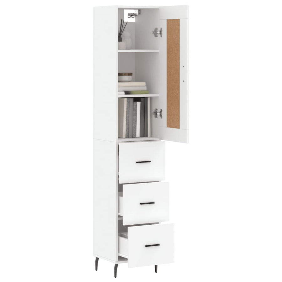 Hoge Kast 34,5X34X180 Cm Bewerkt Hout Wit
