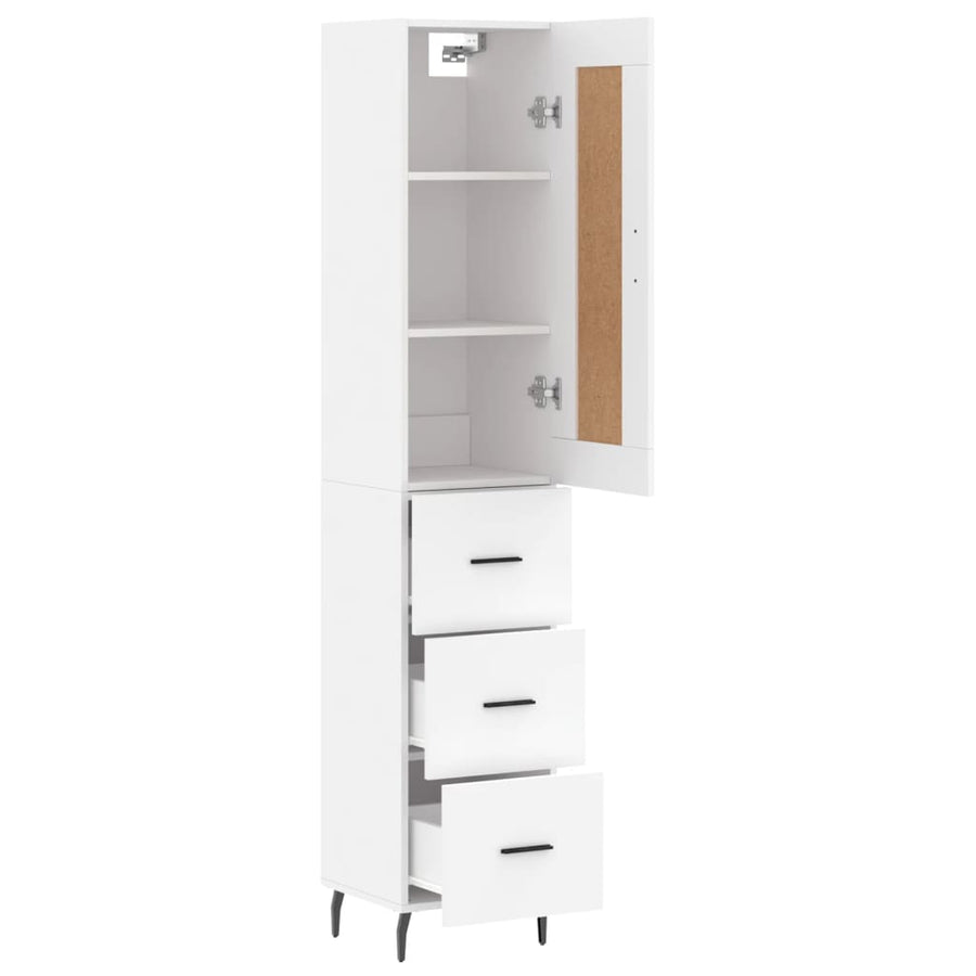 Hoge Kast 34,5X34X180 Cm Bewerkt Hout Wit