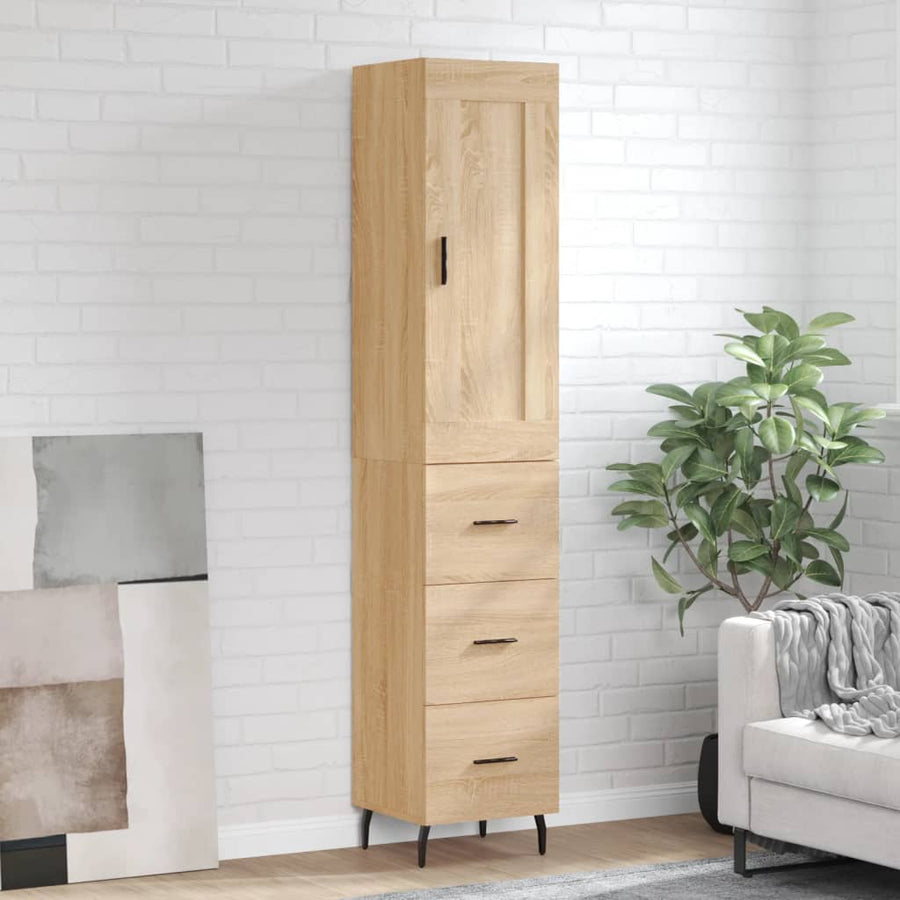 Hoge Kast 34,5X34X180 Cm Bewerkt Hout Kleurig Sonoma eiken