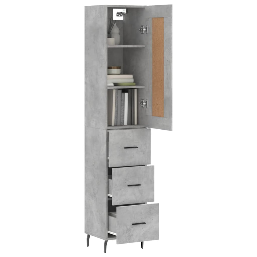 Hoge Kast 34,5X34X180 Cm Bewerkt Hout Betongrijs
