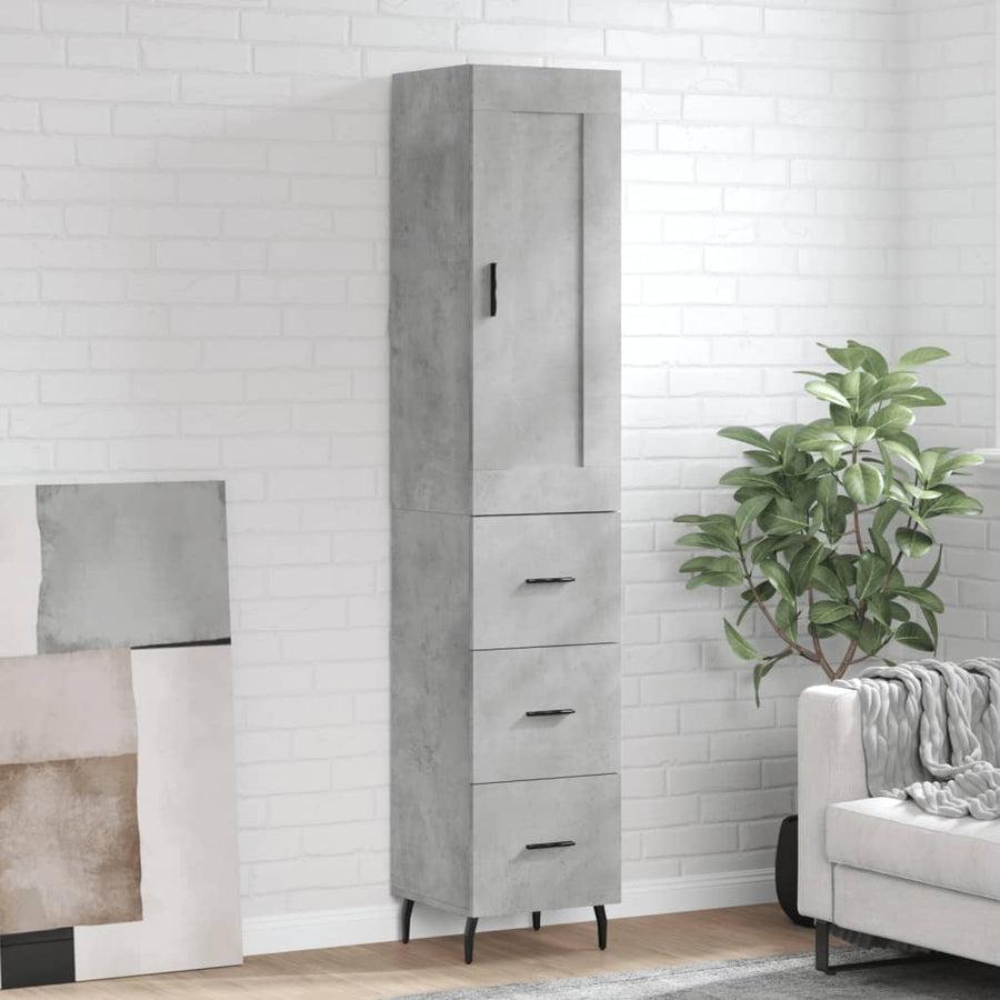 Hoge Kast 34,5X34X180 Cm Bewerkt Hout Betongrijs