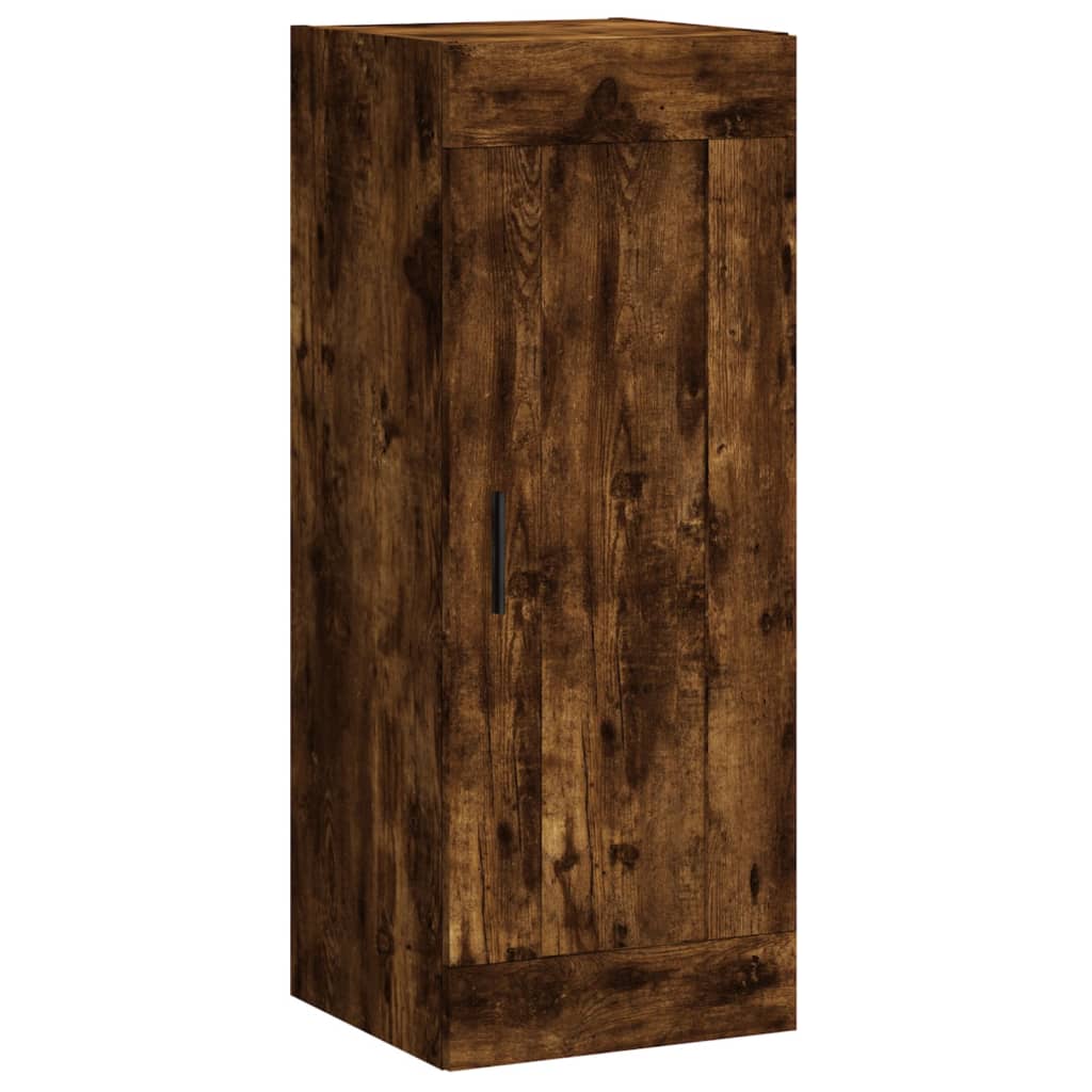 Hoge Kast 34,5X34X180 Cm Bewerkt Hout Kleurig Gerookt eiken