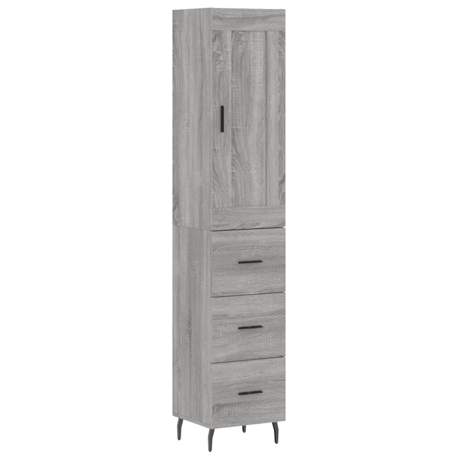 Hoge Kast 34,5X34X180 Cm Bewerkt Hout Grijs Sonoma Eikenkleurig