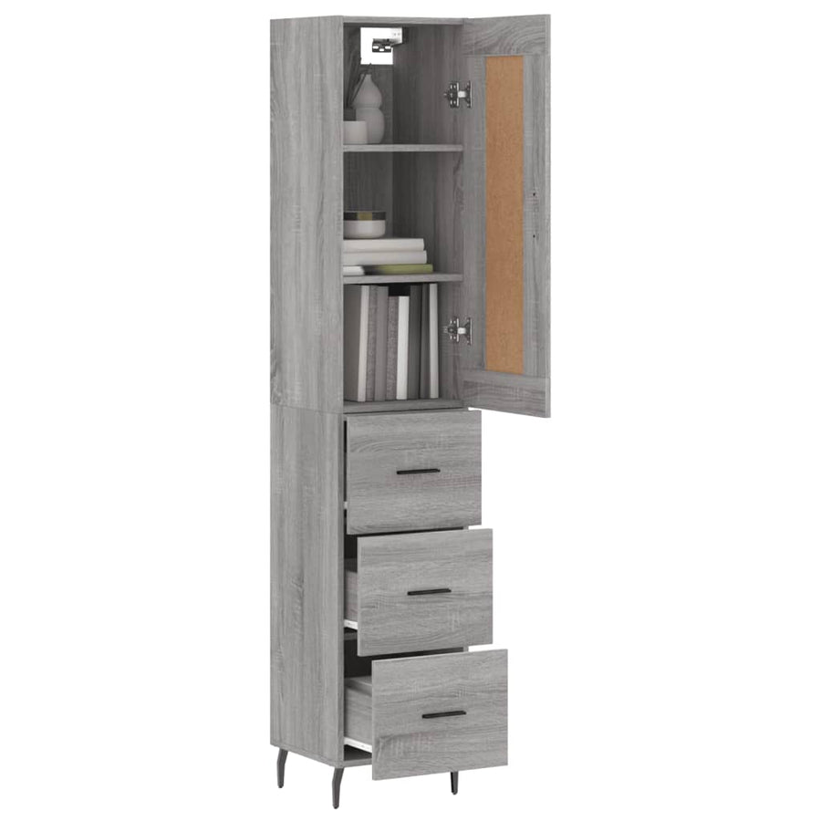 Hoge Kast 34,5X34X180 Cm Bewerkt Hout Grijs Sonoma Eikenkleurig