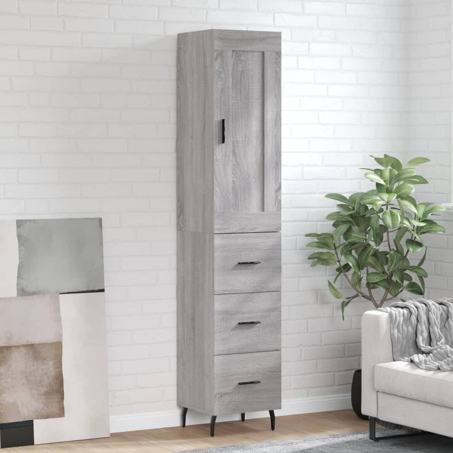 Hoge Kast 34,5X34X180 Cm Bewerkt Hout Grijs Sonoma Eikenkleurig