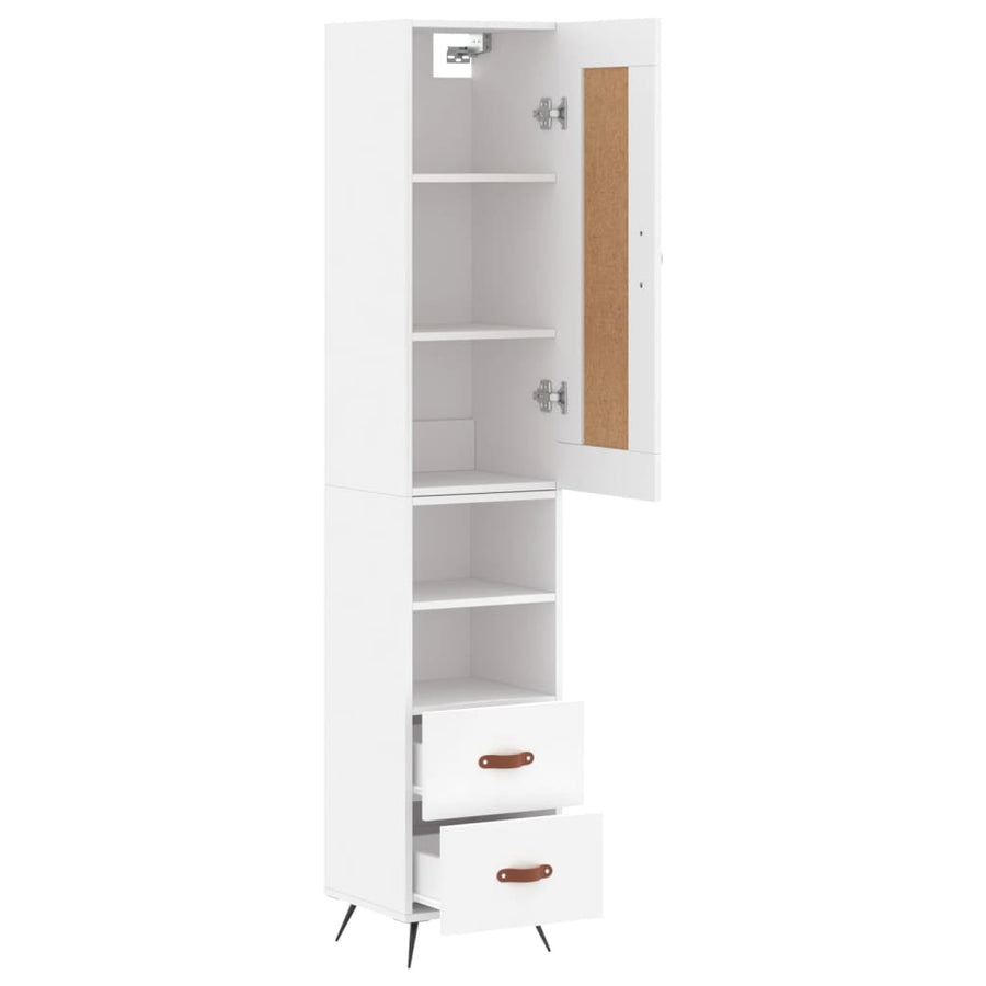 Hoge Kast 34,5X34X180 Cm Bewerkt Hout Wit
