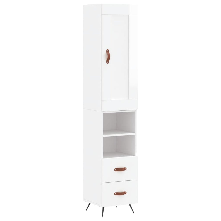 Hoge Kast 34,5X34X180 Cm Bewerkt Hout Hoogglans Wit