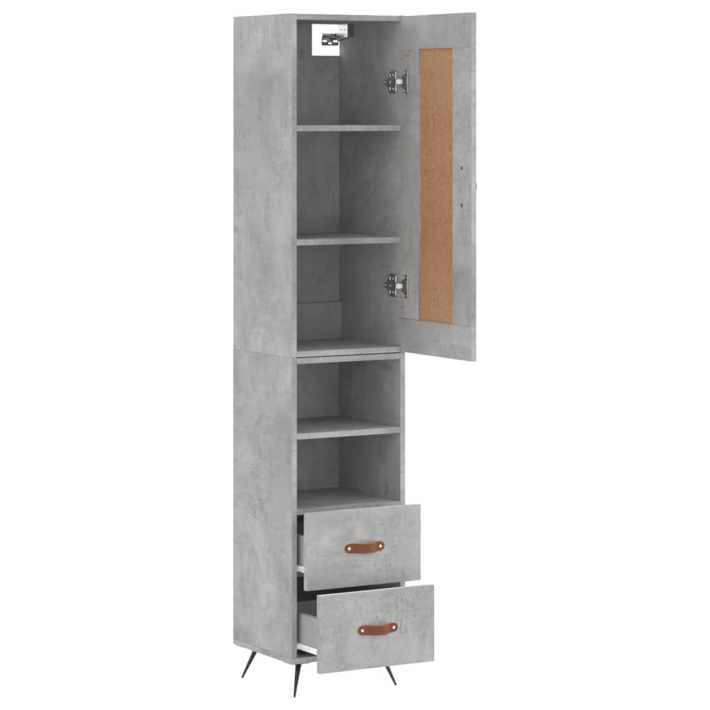 Hoge Kast 34,5X34X180 Cm Bewerkt Hout Betongrijs