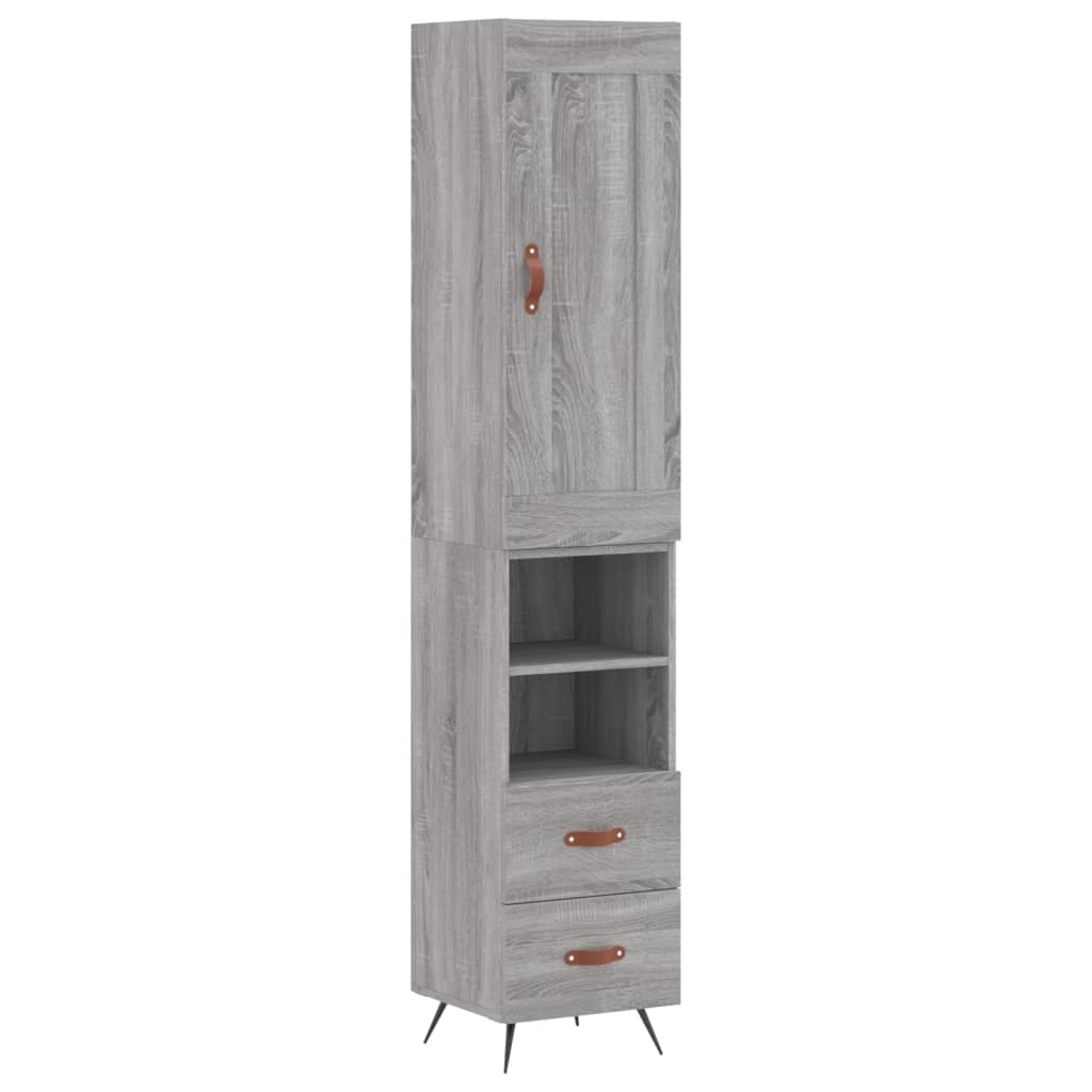 Hoge Kast 34,5X34X180 Cm Bewerkt Hout Grijs Sonoma Eikenkleurig