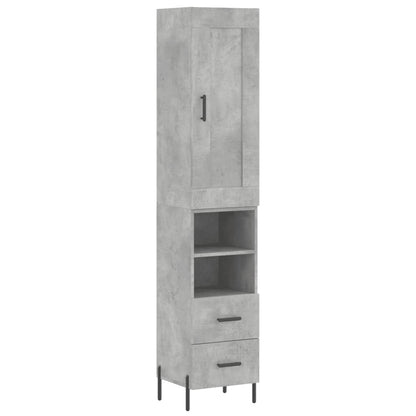 Hoge Kast 34,5X34X180 Cm Bewerkt Hout Betongrijs