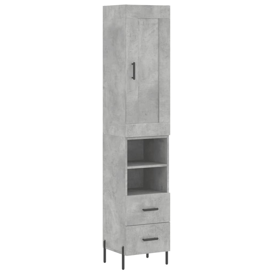 Hoge Kast 34,5X34X180 Cm Bewerkt Hout Betongrijs