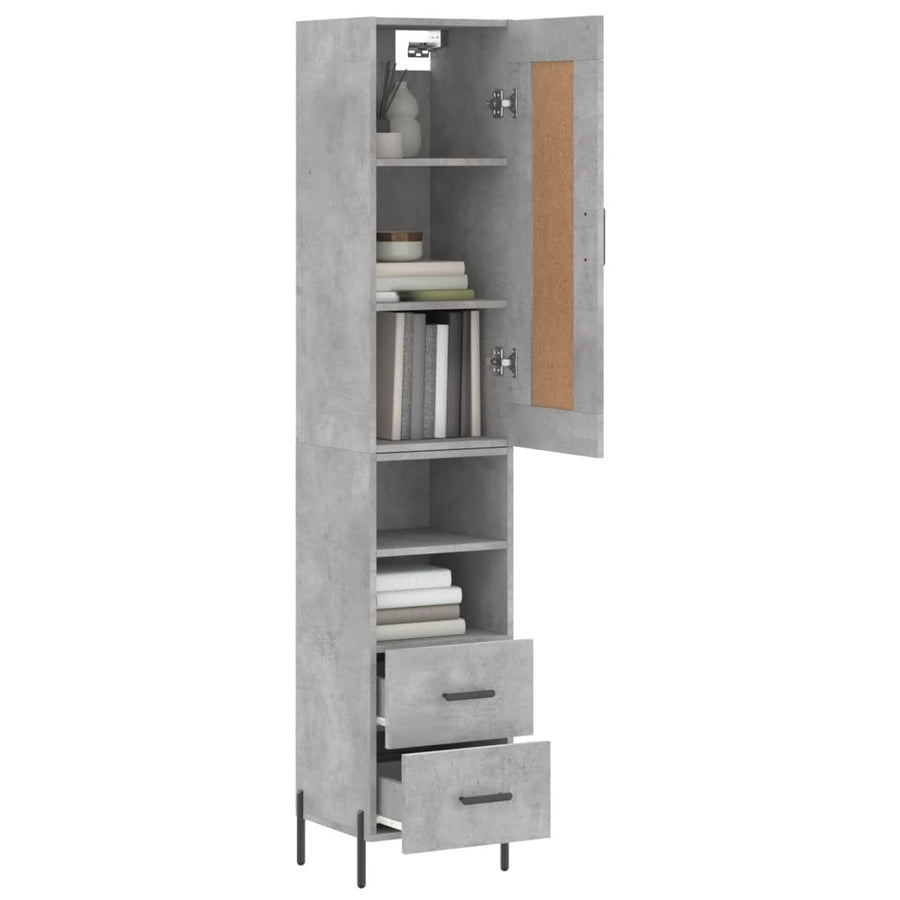 Hoge Kast 34,5X34X180 Cm Bewerkt Hout Betongrijs