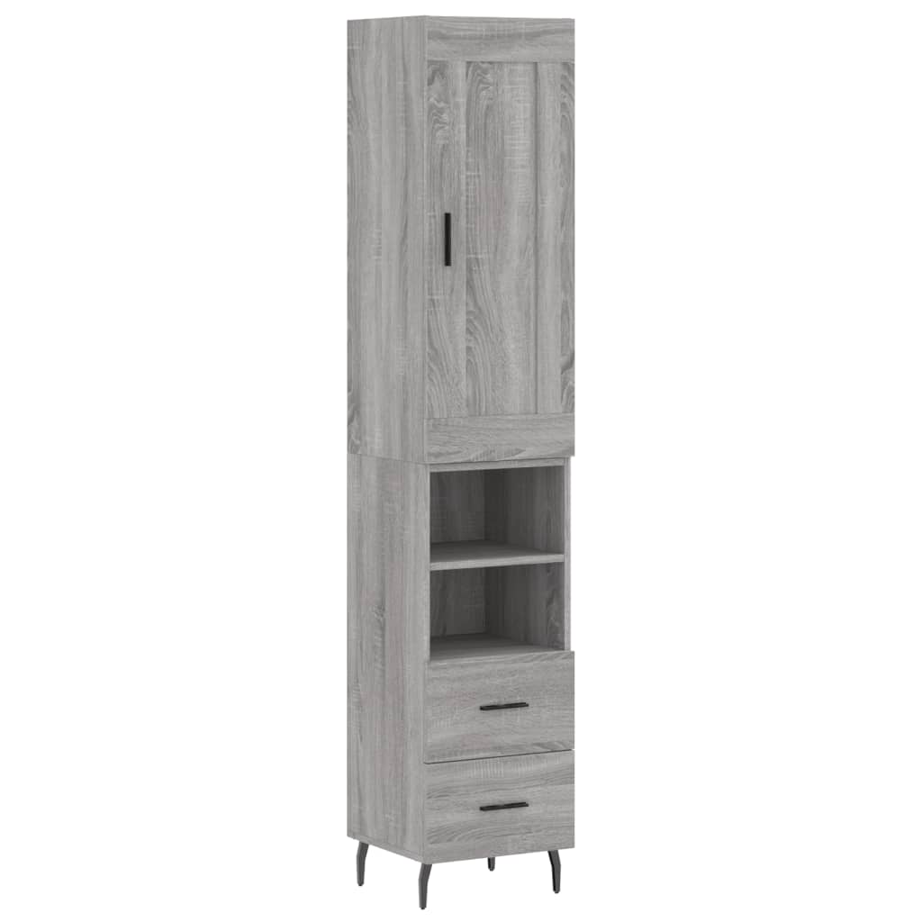 Hoge Kast 34,5X34X180 Cm Bewerkt Hout Grijs Sonoma Eikenkleurig
