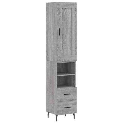 Hoge Kast 34,5X34X180 Cm Bewerkt Hout Grijs Sonoma Eikenkleurig