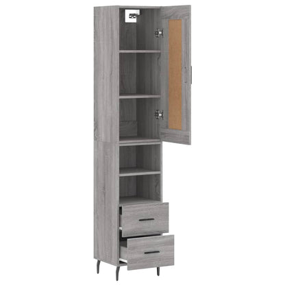 Hoge Kast 34,5X34X180 Cm Bewerkt Hout Grijs Sonoma Eikenkleurig