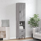Hoge kast 34,5x34x180 cm bewerkt hout grijs