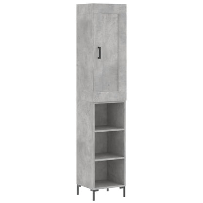 Hoge kast 34,5x34x180 cm bewerkt hout betongrijs