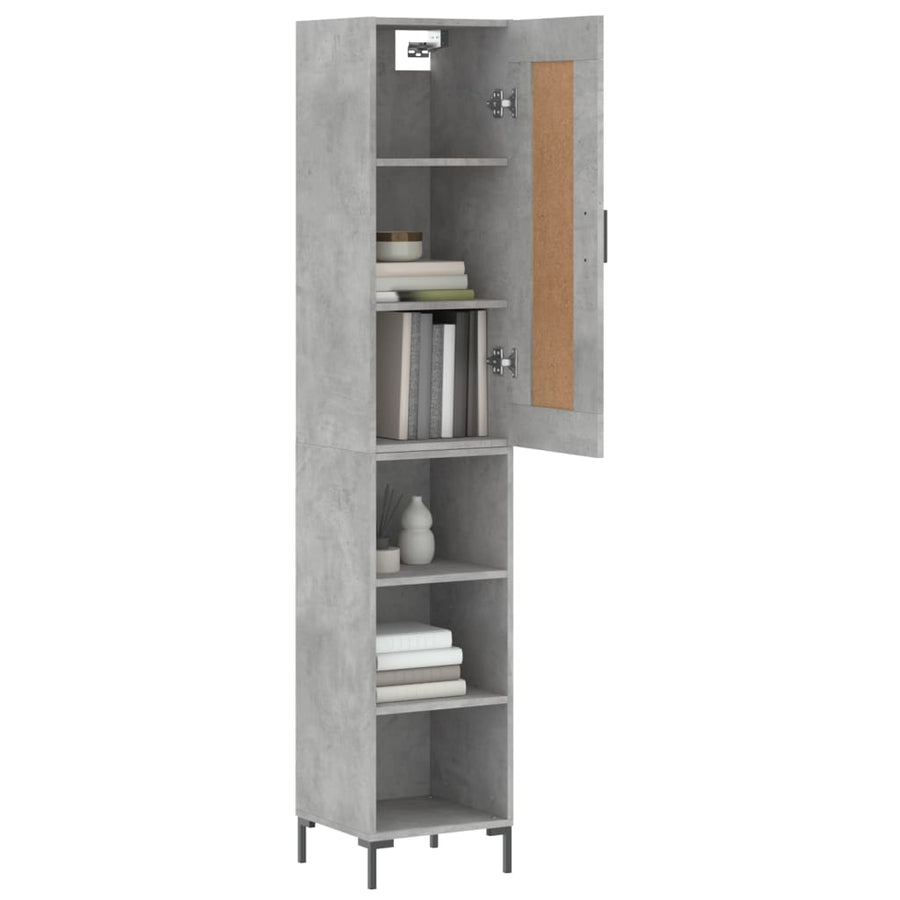 Hoge kast 34,5x34x180 cm bewerkt hout betongrijs