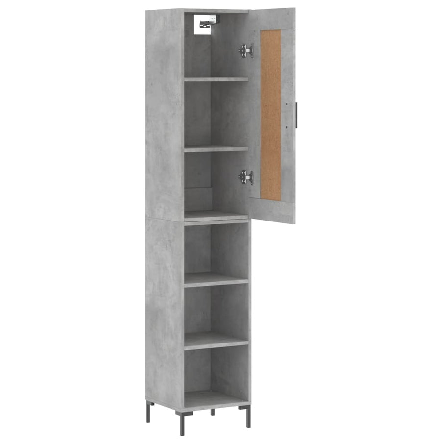 Hoge kast 34,5x34x180 cm bewerkt hout betongrijs