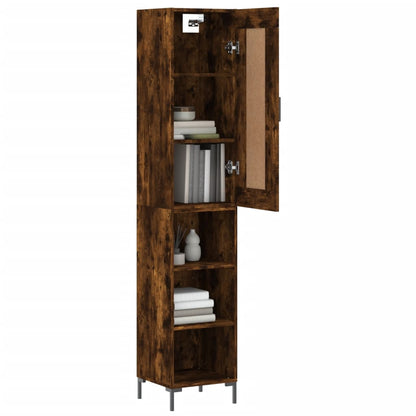 Hoge Kast 34,5X34X180 Cm Bewerkt Hout Gerookt Eikenkleurig