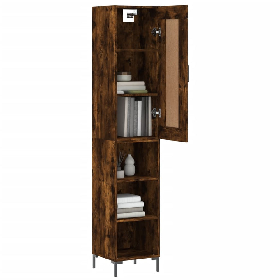 Hoge Kast 34,5X34X180 Cm Bewerkt Hout Gerookt Eikenkleurig