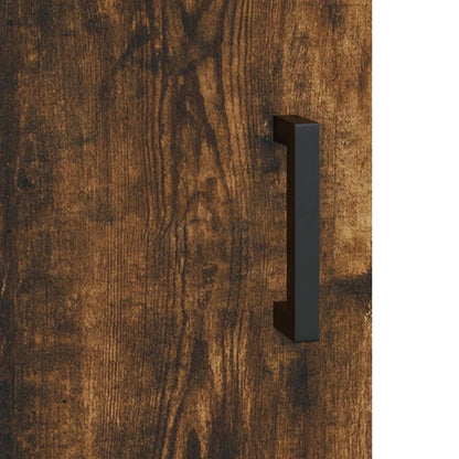 Hoge Kast 34,5X34X180 Cm Bewerkt Hout Gerookt Eikenkleurig