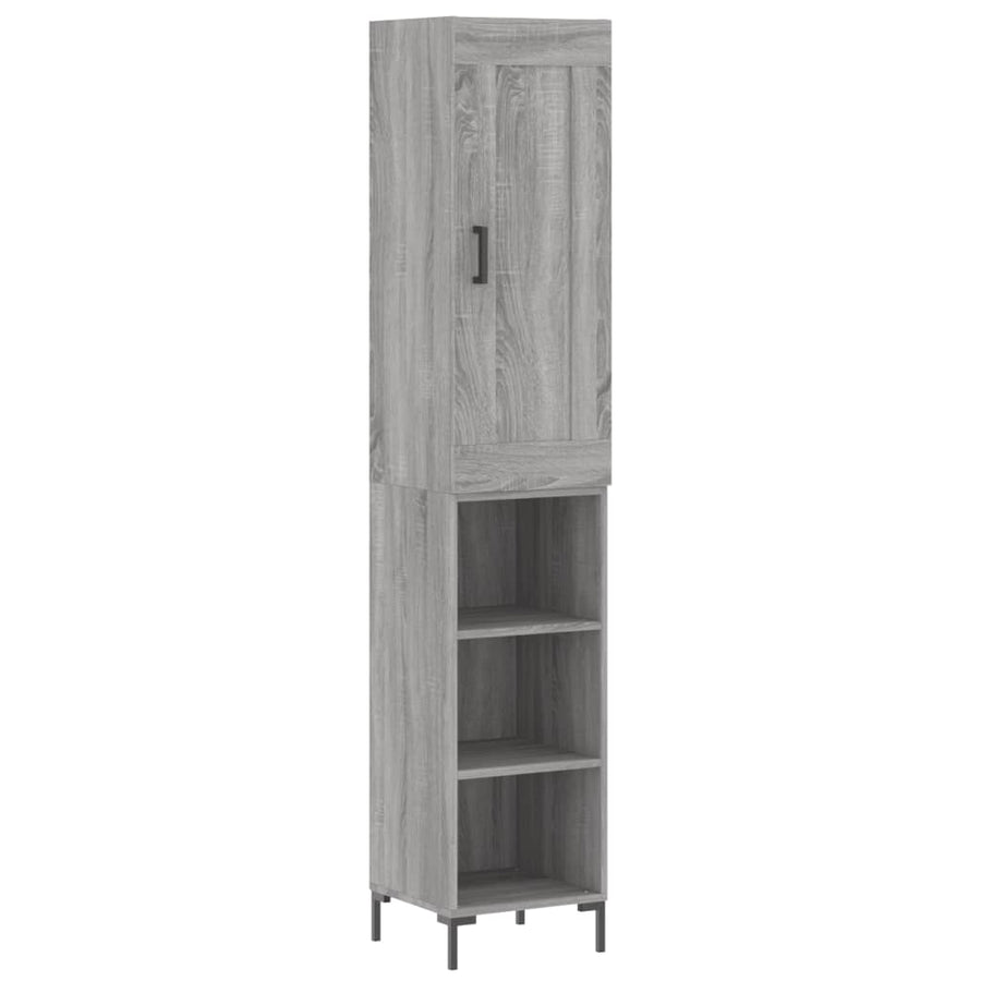 Hoge Kast 34,5X34X180 Cm Bewerkt Hout Eikenkleurig Grijs sonoma